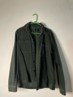 Men's Dark Green Corduroy Shirt Jacket